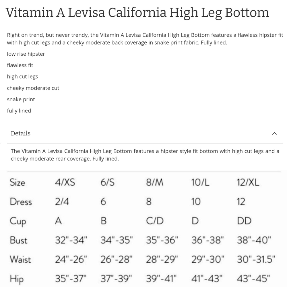 Vitamin A California High Leg Levisa Bottom snake - Picture 7 of 8
